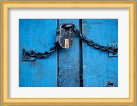 India, Ladakh, Kargil, Padlock on blue door Fine Art Print