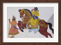 Wall Mural of horse and rider in the City Palace, Rajasthan, India Fine Art Print