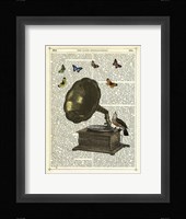 Gramophone, Bird & Butterflies Fine Art Print