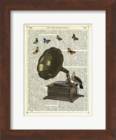 Gramophone, Bird & Butterflies Fine Art Print