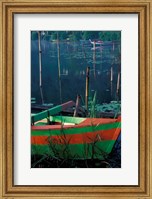 Colorful Boat Moored at Lake Bratan, Bali, Indonesia Fine Art Print