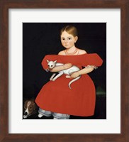 Girl in Red Dress with Cat and Dog, 1830-1835 Fine Art Print