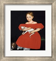Girl in Red Dress with Cat and Dog, 1830-1835 Fine Art Print