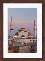 Jordan, Kings Highway, Madaba, Town view with mosque Fine Art Print