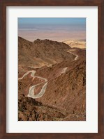 Jordan, Winding highway from Wadi Musa to Wadi Araba Fine Art Print