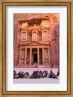 Camels at the Facade of Treasury (Al Khazneh), Petra, Jordan Fine Art Print