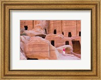 Tourist with Uneishu Tomb, Petra, Jordan Fine Art Print