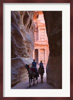 Tourists in Al-Siq leading to Facade of Treasury (Al Khazneh), Petra, Jordan Fine Art Print