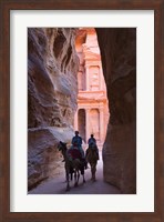 Tourists in Al-Siq leading to Facade of Treasury (Al Khazneh), Petra, Jordan Fine Art Print