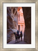 Tourists in Al-Siq leading to Facade of Treasury (Al Khazneh), Petra, Jordan Fine Art Print