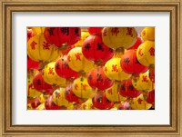 Red and yellow Chinese lanterns hung for New Years, Kek Lok Si Temple, Island of Penang, Malaysia Fine Art Print