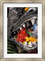 Flower Offerings in Stone Dragon's Mouth, Laos Fine Art Print