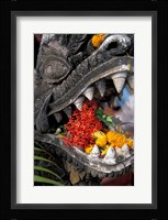 Flower Offerings in Stone Dragon's Mouth, Laos Fine Art Print