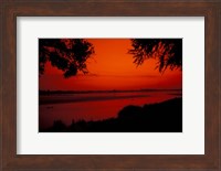 Sunset on Mekong River and Boats, Laos Fine Art Print