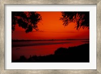 Sunset on Mekong River and Boats, Laos Fine Art Print