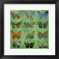 Butterflies on Green Framed Print