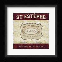 Burgundy Wine Labels III Framed Print