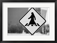 Qatar, Ad Dawhah, Doha. Arabian Pedestrian Crossing Sign / Al-Corniche Street Fine Art Print