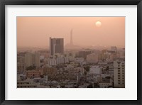Qatar, Ad Dawhah, Doha. Aerial View of Dowtown / Sunset Fine Art Print