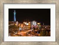 Oman, Muscat, Mutrah. Mutrah Corniche Buildings / Evening Fine Art Print