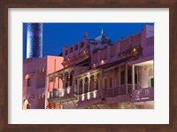 Oman, Muscat, Mutrah. Mutrah Corniche, Restored Merchant Buildings / Evening Fine Art Print
