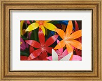 Star shaped carved wooden flowers at market, Bo Sang, Chiang Mai, Thailand Fine Art Print