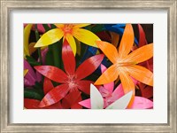 Star shaped carved wooden flowers at market, Bo Sang, Chiang Mai, Thailand Fine Art Print