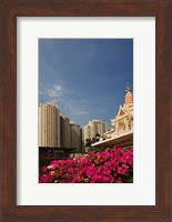 Prayer house and high-rise condominiums, Bangkok, Thailand Fine Art Print
