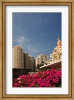 Prayer house and high-rise condominiums, Bangkok, Thailand Fine Art Print