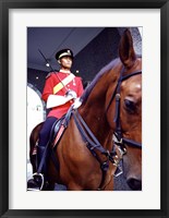 Malaysia, Kuala Lumpur: a mounted guard stands in front of the Royal Palace Fine Art Print