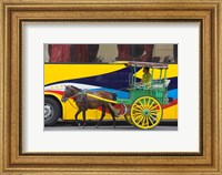 Horse cart walk by colorfully painted bus, Manila, Philippines Fine Art Print