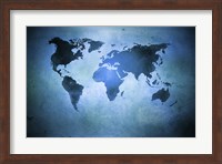 Aged world map on dirty paper Fine Art Print