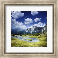 Winding road in a forest of Dolomite Alps, Northern Italy Fine Art Print