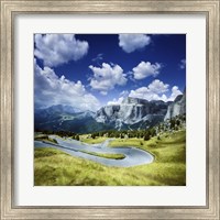 Winding road in a forest of Dolomite Alps, Northern Italy Fine Art Print
