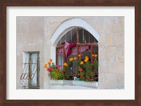 Windows and Flowers in Village, Cappadoccia, Turkey Fine Art Print