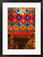 Stained Glass Lamp Vendor in Spice Market, Istanbul, Turkey Fine Art Print