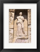 Statue in Historical Wall at Ruins of Ephesus, Turkey Fine Art Print