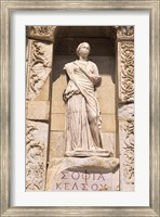 Statue in Historical Wall at Ruins of Ephesus, Turkey Fine Art Print