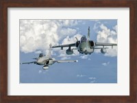 Dassault Rafale of the French Air Force and an Embraer A-1B of the Brazilian Air Force Fine Art Print