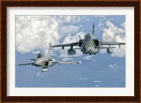 Dassault Rafale of the French Air Force and an Embraer A-1B of the Brazilian Air Force Fine Art Print