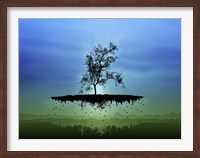 Flying Tree ( digitally generated - blue) Fine Art Print