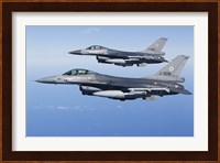 Two Dutch F-16AMs Over the Mediterranean Sea (side view) Fine Art Print