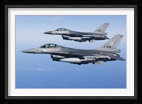 Two Dutch F-16AMs Over the Mediterranean Sea (side view) Fine Art Print