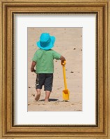 Little Boy and Spade on Beach, Gold Coast, Queensland, Australia Fine Art Print