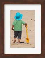 Little Boy and Spade on Beach, Gold Coast, Queensland, Australia Fine Art Print