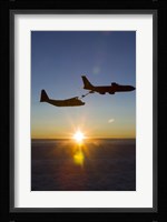 MC-130H Combat Talon II Being Refueled by a KC-135R Stratotanker at Sunset Fine Art Print