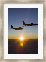 MC-130H Combat Talon II Being Refueled by a KC-135R Stratotanker at Sunset Fine Art Print