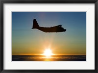 Silhouette of a MC-130H Combat Talon at Sunset, East Anglia, UK Fine Art Print