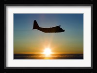 Silhouette of a MC-130H Combat Talon at Sunset, East Anglia, UK Fine Art Print