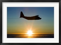 Silhouette of a MC-130H Combat Talon at Sunset, East Anglia, UK Fine Art Print